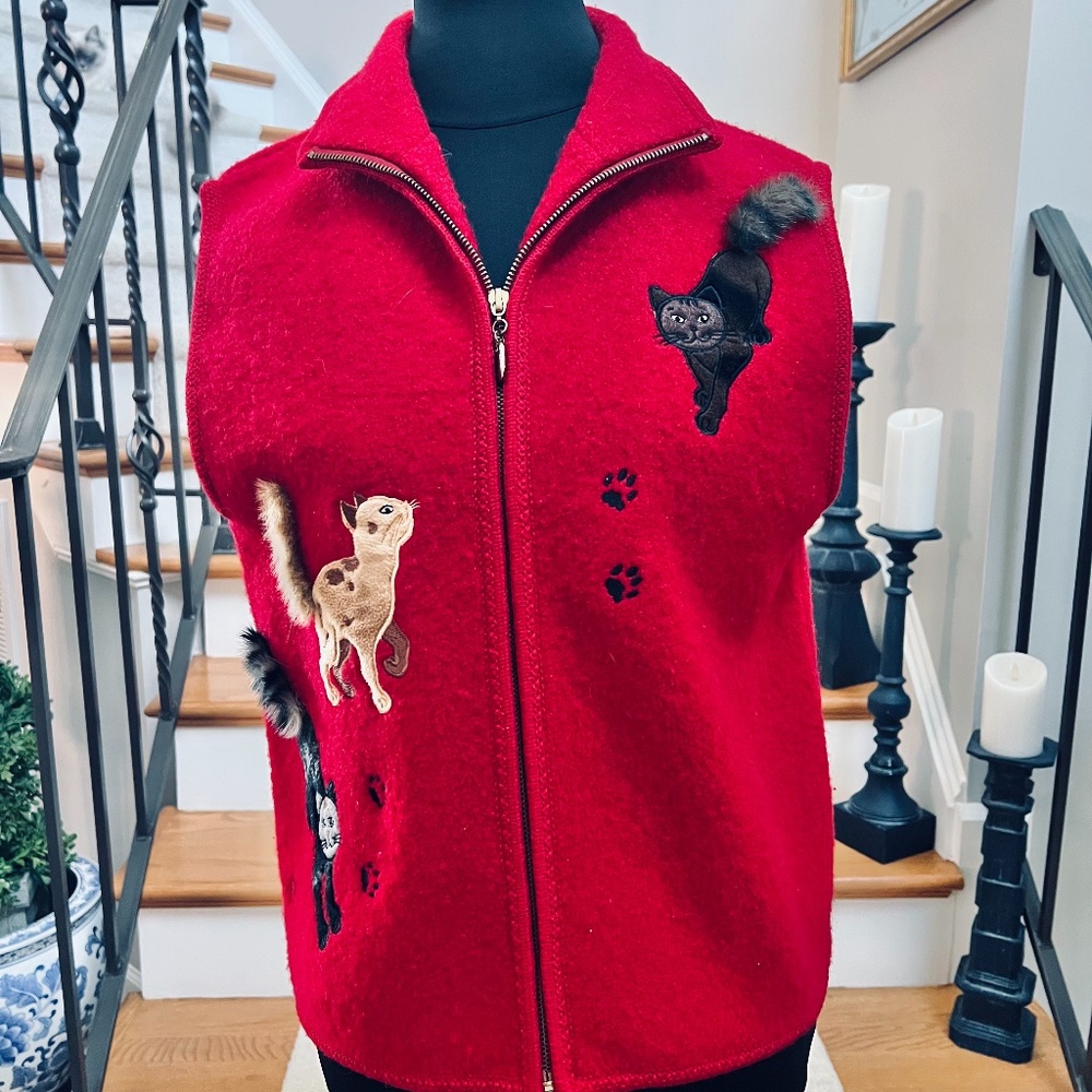 ❤️LIS INTERNATIONAL BOILED WOOL CAT VEST❤️ - Picture 3 of 15